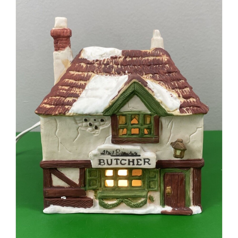 Department 56 Shops of Dickens Village Series Abel Beesley Butcher Shop Retired